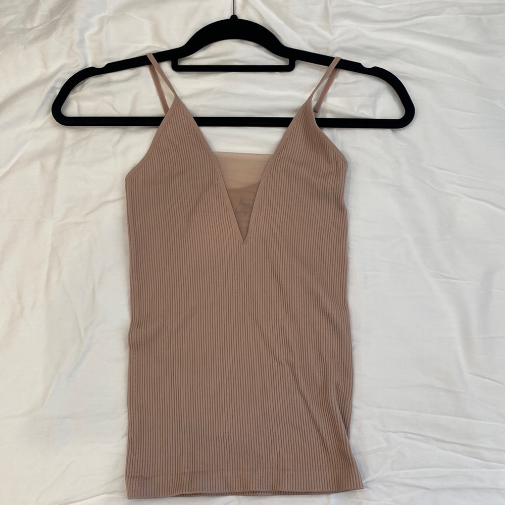 Free People blush mesh cutout tank top, size XS